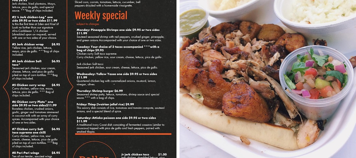 Eden & Kissi Menu